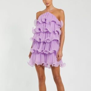 Macduggal Crinkle chiffon ruffle tiered dress